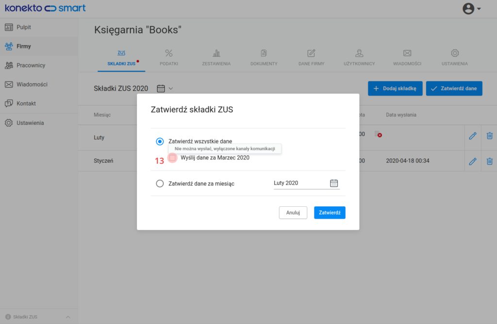Zatwierdzanie i przesyłanie danych